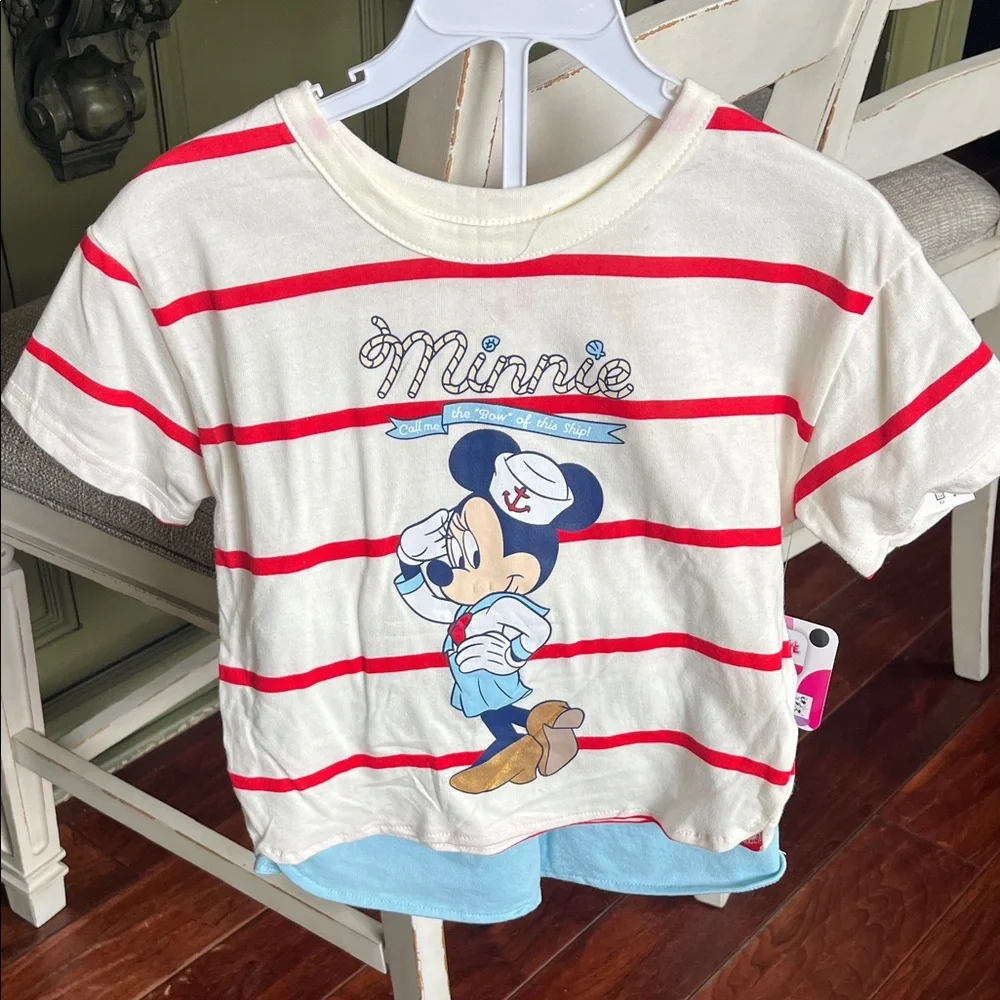 Minnie Mouse Striped Kids Shirt and shorts set. Setting Sail